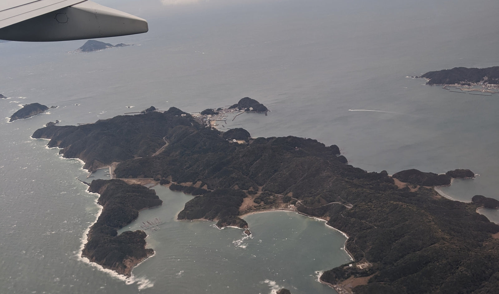 Image of an island viewed from a plane.