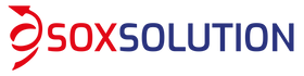 Sox Solution logo in red and blue.