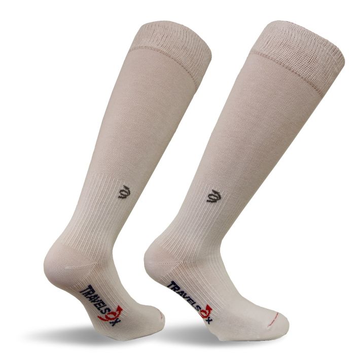 Cotton Travel Compression Sock -WHT-S