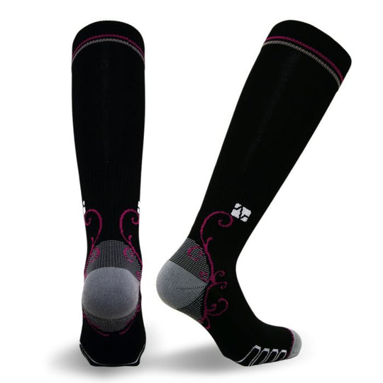 WOMEN’S FLORAL PERFORMANCE GRADUATED COMPRESSION - BLK-L