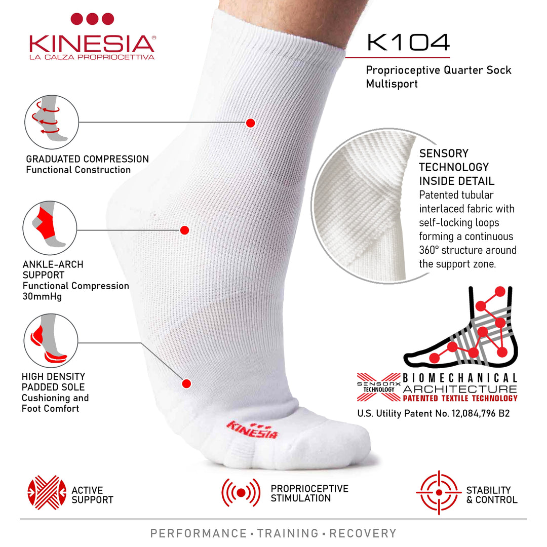 K104 – ProTennis Quarter Multisport Proprioceptive Compression quarter Sock