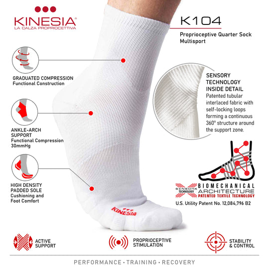 K104 – ProTennis Quarter Multisport Proprioceptive Compression quarter Sock