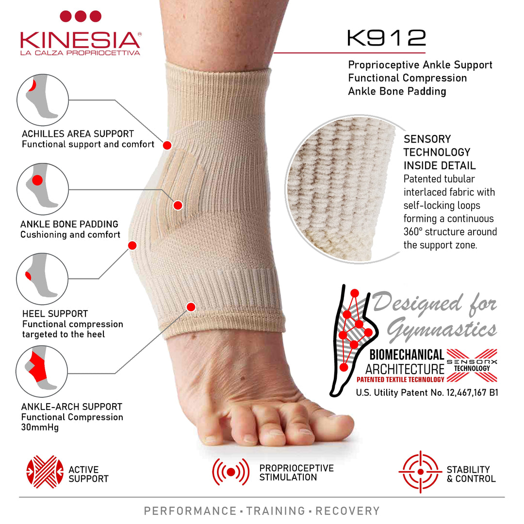K912 KINEPLUS Lower Cut Compression Proprioceptive Ankle Supports – with shock-absorbing padding