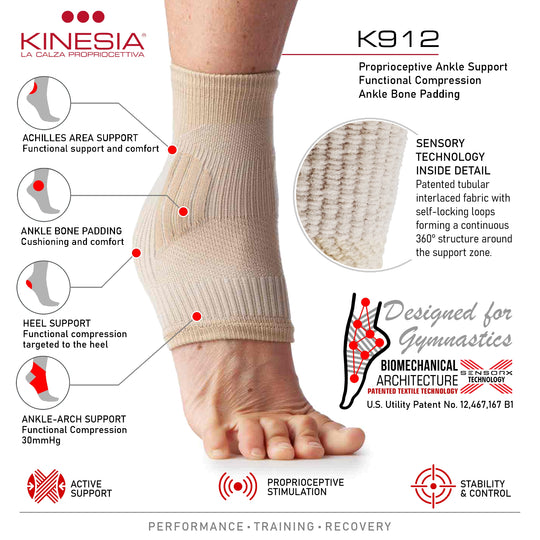 K912 KINEPLUS Lower Cut Compression Proprioceptive Ankle Supports – with shock-absorbing padding