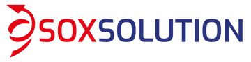 Sox Solution logo in red and blue.