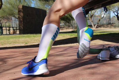 Woman wearing compression socks for runners