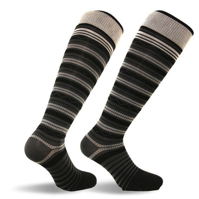 Travel Stripe Compression Socks - Brown And Green Stripes