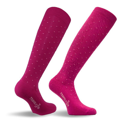 Travel Compression Socks With Soft Padding - Pink with Polka Dots