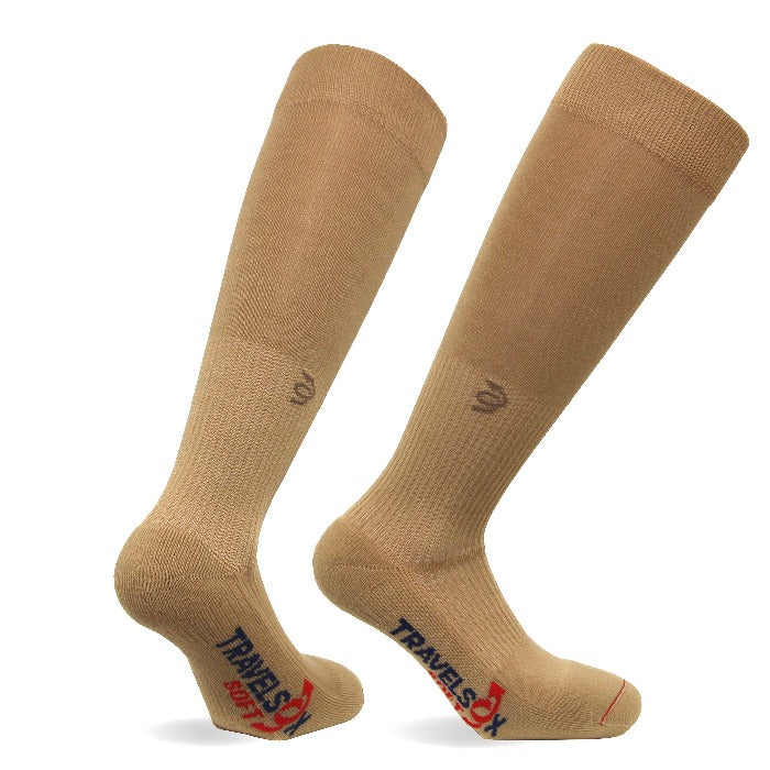 Travel Compression Socks With Soft Padding - Brown with Polka Dots