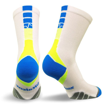COLORBLOCK PERFORMANCE COMPRESSION CREW - VT3810 - White and Blue
